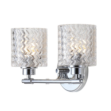 Spaulding Vintage Iron/Chevron Pattern Glass Farmhouse Cottage LED Vanity Light - JONATHAN Y